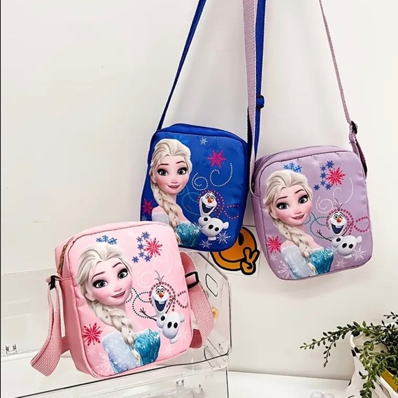 Pink Frozen Themed Pouch Bag for kids and teens . Pink Bag . Disney characters - Picture 4 of 5